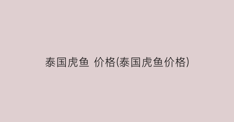 泰国虎鱼 价格(泰国虎鱼价格)